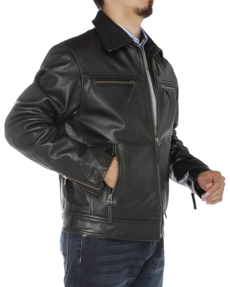 GN Luciano Men's Full Grain Cow Leather Jacket (Small/US 36